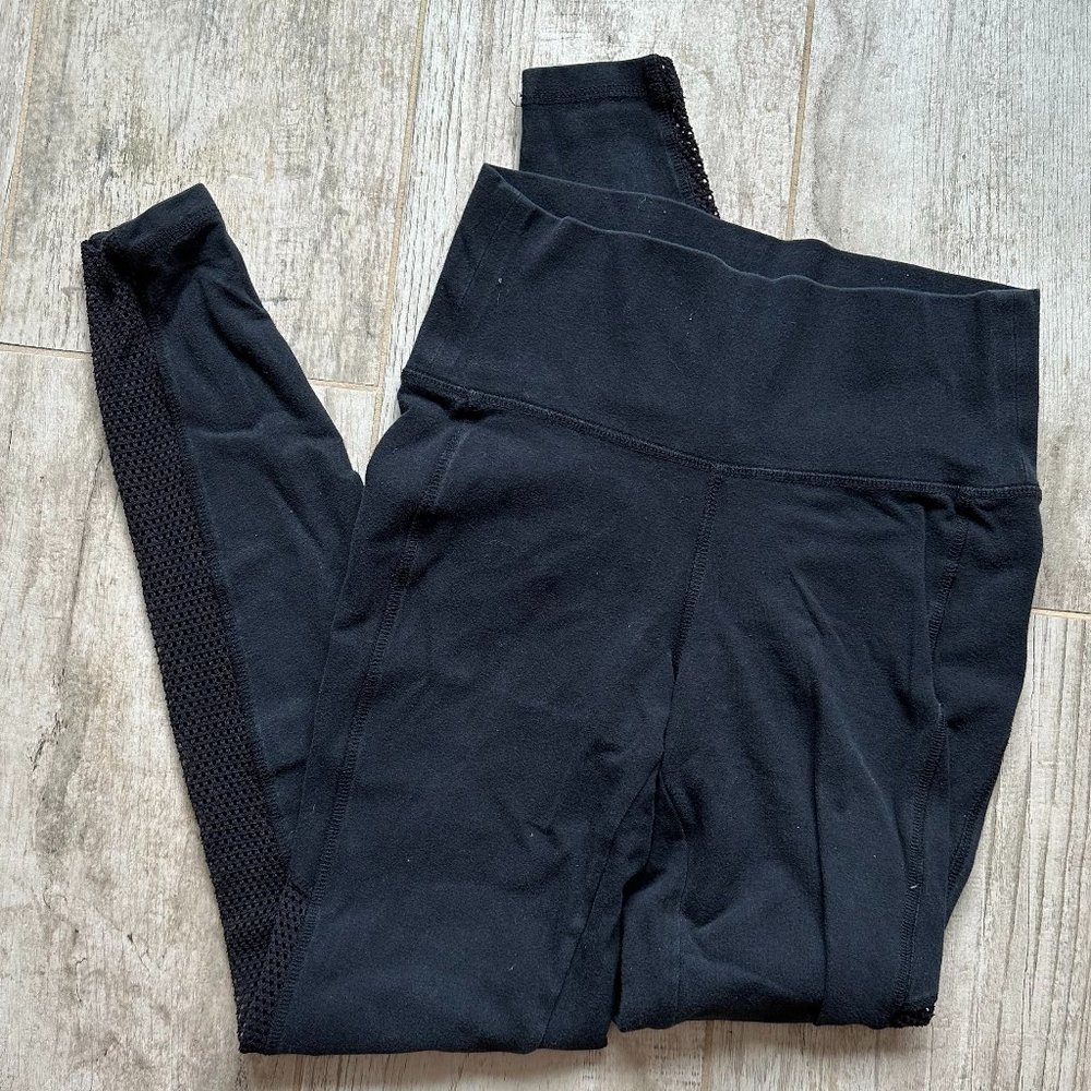 Black High Waisted Leggings with Mesh Panel